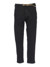 White Sand Belted Cotton-blend Chino Trousers In Black
