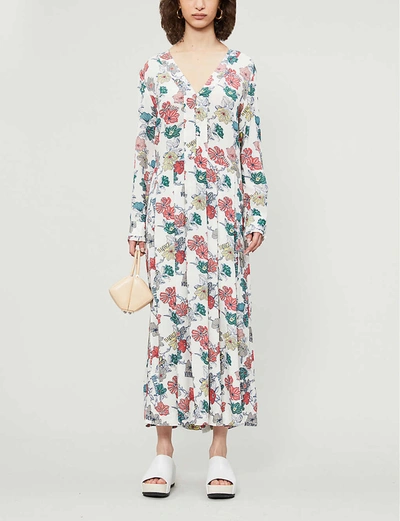 Zadig & Voltaire Roux Floral-print Crepe Midi Dress In Ecru