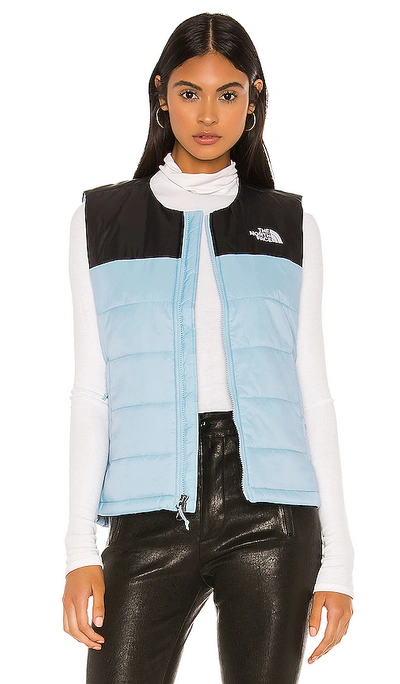The North Face Pardee Insulated Vest In Angel Falls Blue & Tnf Black