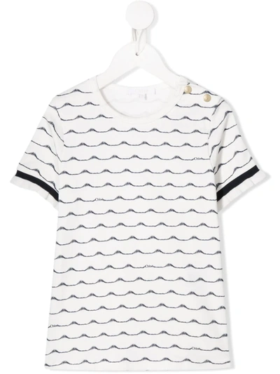 Chloé Kids' Wave-print Crew-neck T-shirt In Pink