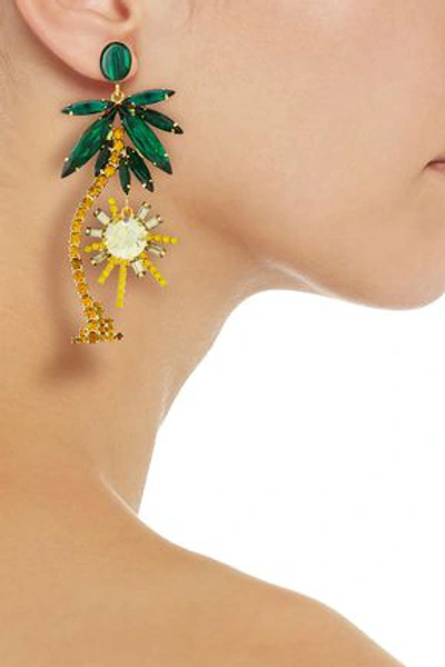 Elizabeth Cole 24-karat Gold-plated Crystal Earrings In Emerald