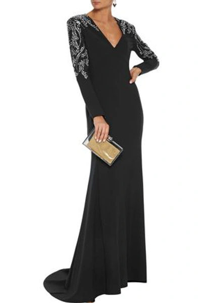 Jenny Packham Crystal-embellished Cady Gown In Black