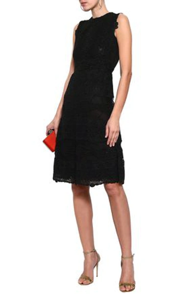 Valentino Broderie Anglaise Wool And Silk-blend Dress In Black