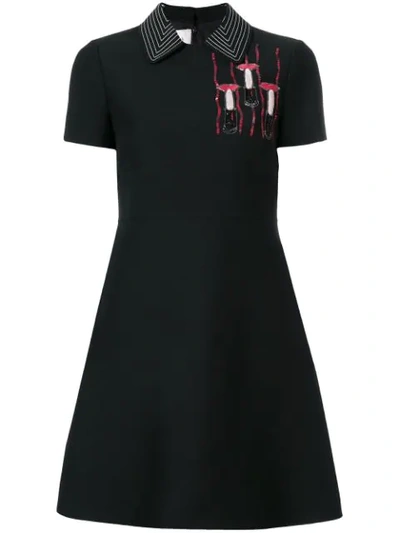 Valentino Short-sleeve Lipstick-sequined Crepe Couture Dress In Black