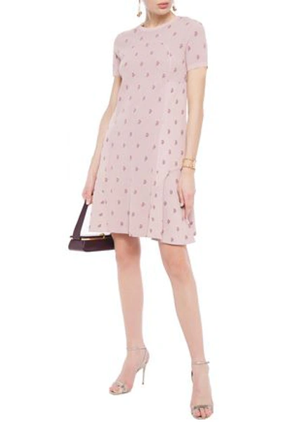 Valentino Fluted Jacquard-knit Mini Dress In Blush