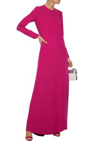 Valentino Gathered Silk-crepe Gown In Bright Pink