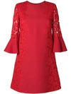 Valentino Lace-trimmed Cotton-blend Minidress In Red