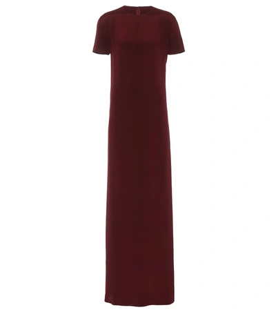 Valentino Two-tone Silk Crepe De Chine Maxi Dress In Burgundy