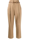 Brunello Cucinelli High Waist Cinched Detail Trousers In Beige