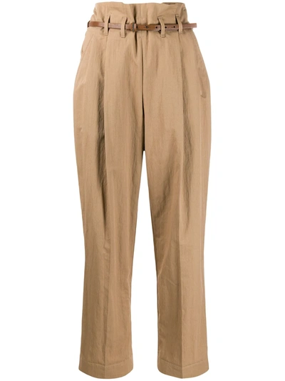 Brunello Cucinelli High Waist Cinched Detail Trousers In Beige