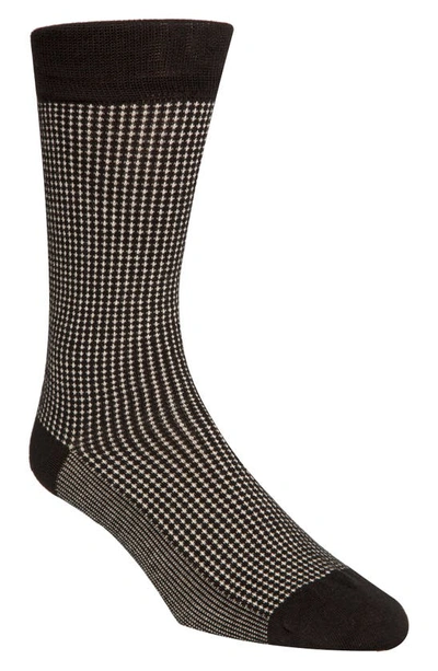 Cole Haan Check Dress Socks In Black