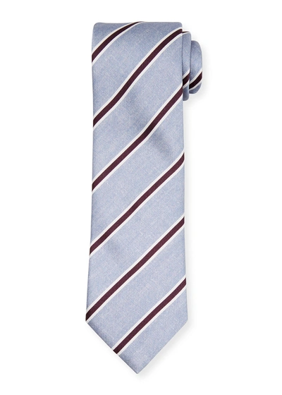 Brioni Framed Stripe Tie In Light Blue