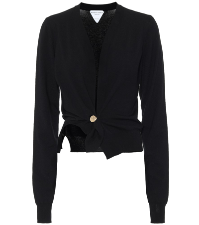 Bottega Veneta Cropped Embellished Cashmere-blend Cardigan In Black