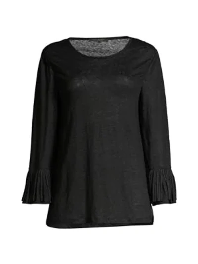Kobi Halperin Juliana Fringed-sleeve Knit Top In Black