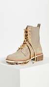 Rag & Bone Shiloh Lace-up Suede Combat Boots In Lightsand