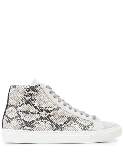 P448 Women's Star2.0 Silver Python-embossed High-top Sneakers