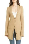 L Agence Lucas Long Rib Cardigan In Pecan