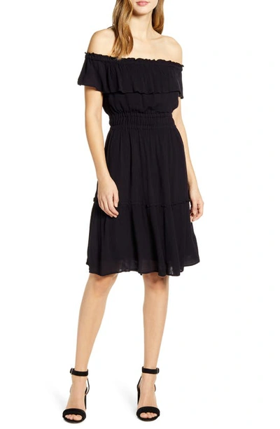 Tommy Bahama Caicos Off The Shoulder Dress In Black