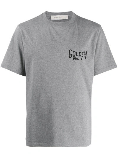 Golden Goose T-shirt In Melange Grey With Baseball Print In Grey Mélange/baseball