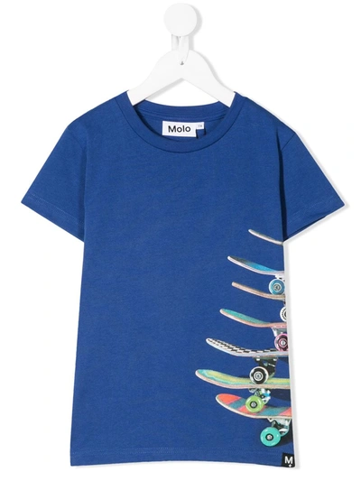 Molo Kids' Blue Boy T-shirt With Skateboard