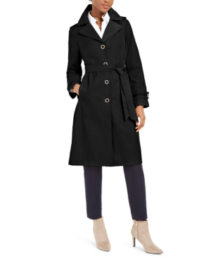 belted hooded raincoat