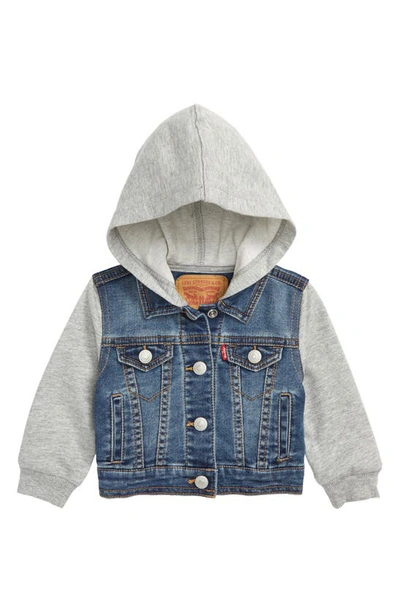 Levi's Baby Boys French Terry Sleeve Trucker Jacket In Blue/gray