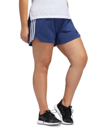 Adidas Originals Adidas Plus Size Striped Shorts In Indigo/white