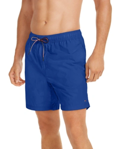 Tommy Hilfiger Men's Solid 7" Swim Trunks In Cobalt