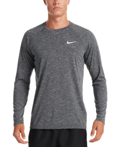 Nike Men's Heather Hydroguard Long Sleeve Swim T-shirt In Black