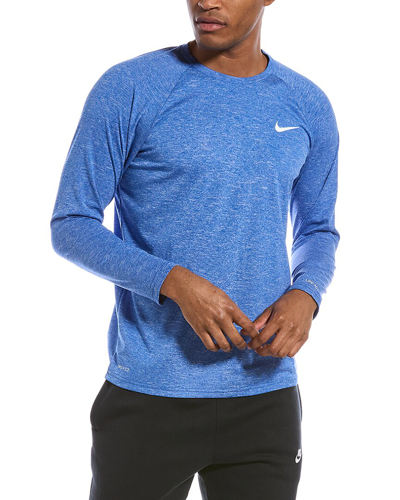 Nike Men's Heather Hydroguard Long Sleeve Swim T-shirt In Blue