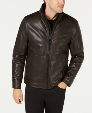 calvin klein faux leather moto jacket