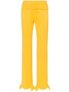 Prada Belted Ruffle-trimmed Scuba Straight-leg Pants In Yellow