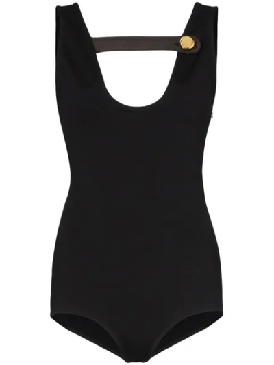 Prada Satin-trimmed Stretch-knit Bodysuit In Nero