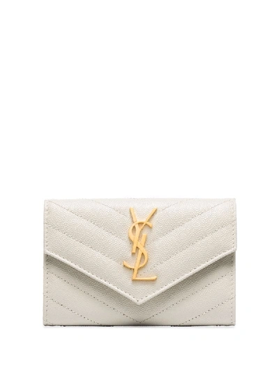 Saint Laurent Small Quilted Envelope Wallet In White