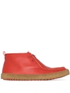 Camper X Pop Trading Company Sella Naza Leather Desert Boots In Red