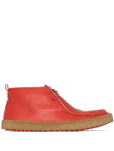Camper X Pop Trading Company Sella Naza Leather Desert Boots In Red