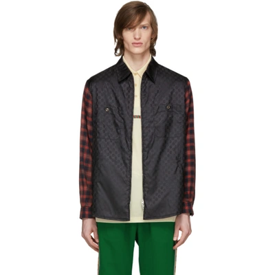 Gucci Gg Check & Nylon Casual Jacket In 1043 Black