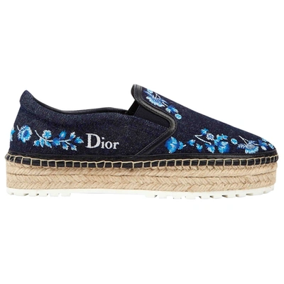Pre-owned Dior Cloth Espadrilles In Navy