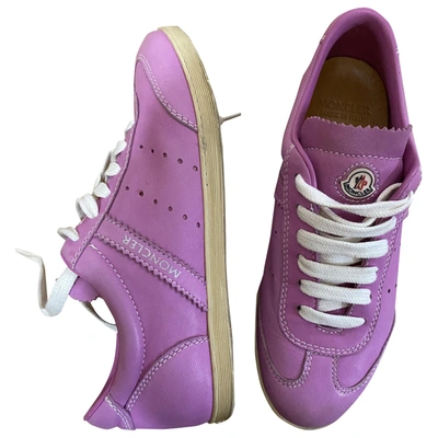 Pre-owned Moncler Leather Trainers In Pink