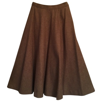 Pre-owned Saint Laurent Wool Maxi Skirt In Brown