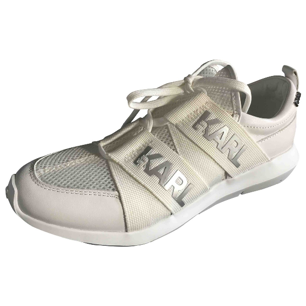karl lagerfeld exclusive leather flatform trainers in white croc