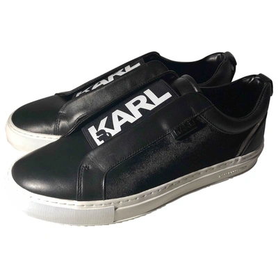 Pre-owned Karl Velvet Trainers In Black