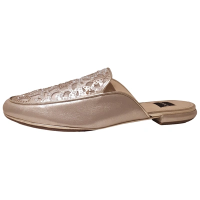 Pre-owned Rodo Gold Leather Flats