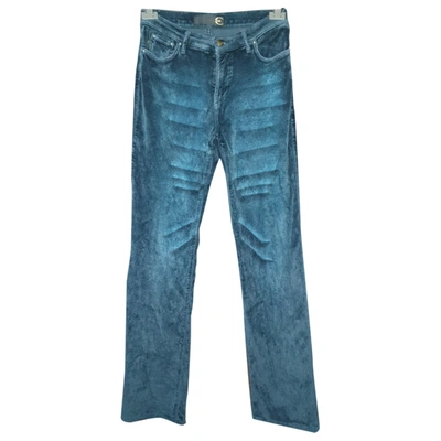 Pre-owned Just Cavalli Velvet Large Pants In Blue