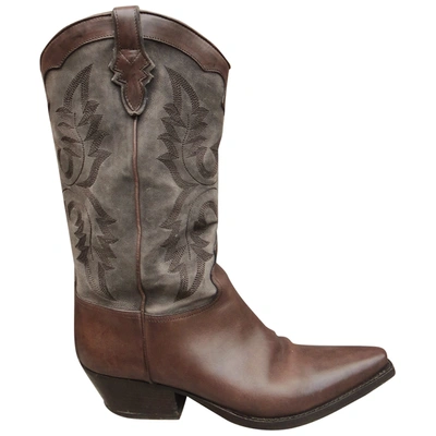 Pre-owned Sartore Leather Cowboy Boots In Brown