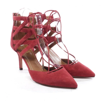 Pre-owned Aquazzura Belgravia Leather Heels In Red