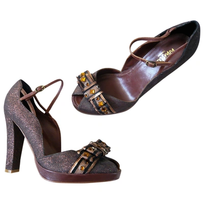 Pre-owned Whistles Glitter Heels In Brown