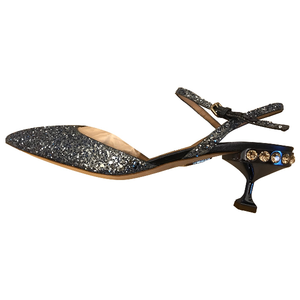 miu miu blue glitter heels