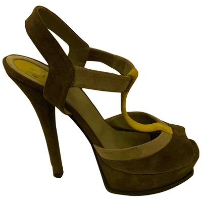 Pre-owned Fendi Sandals In Anthracite