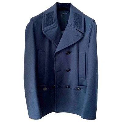 Pre-owned Valentino Peacoat In Navy